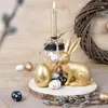 Osterhase Gold Hasenfigur aus Kunststein Dekofigur Produktbild-Vorschau 2