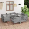 vidaXL 9-tlg. Garten-Lounge-Set Grau Kiefer Massivholz Produktbild-Vorschau 2