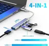 A USB C hub connected to a laptop, with USB drives plugged into it. Produktbild-Vorschau