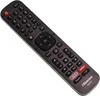 A remote control for a Hisense television is shown from a slightly elevated diagonal angle against a light gray background. Produktbild-Vorschau
