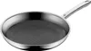A stainless steel frying pan with a textured interior. Podgląd zdjęcia produktu