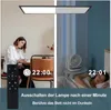 A split image showing a woman working at a desk under a bright light and a person sleeping in bed under dim light, with a remote control and time stamps. Podgląd zdjęcia produktu