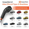 A charging cable connector and various electric car models with their brand names below them. Produktbild-Vorschau