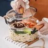 Holzgriff Glastopf mit Deckel zum Kochen, Heizbare Glas Produktbild-Vorschau 2