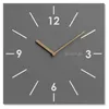 A modern square wall clock with minimalist design, featuring wooden hands and white hour markers on a gray background. The brand name 'flexistyle' is subtly visible. Anteprima dell’immagine prodotto