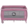 A pink travel crib with mesh sides and wheels. Anteprima dell’immagine prodotto