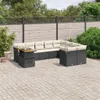 10-tlg. Garten-Sofagarnitur - mit Kissen Schwarz Poly Produktbild-Vorschau 1
