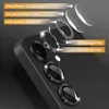 A close-up view of a smartphone camera lens assembly with an exploded diagram showing the layers of a lens protector. Produktbild-Vorschau