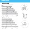 This is a technical diagram illustrating the installation dimensions and specifications for drawer slides, specifically showing 'Korpusschiene' (cabinet slide) and 'Schubladenschiene' (drawer slide) with various length options and detailed measurements. Produktbild-Vorschau