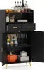 A black storage cabinet with two doors and two drawers, filled with various items. Anteprima dell’immagine prodotto