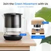 A water filter pitcher is shown on a wooden table, with promotional text about sustainability and packaging details. Náhled obrázku produktu