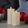 LED Stumpenkerze TWIST - Echtwachs - warmweiße 3D Flamme - H: 17,5cm - Batterie - Timer - creme Produktbild-Vorschau