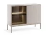A modern sideboard with a glass door and a ribbed door, displayed against a white background. Produktbild-Vorschau