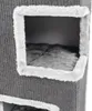 A close-up view of a cat scratching tower with a plush interior. Produktbild-Vorschau