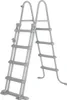 A gray plastic ladder for a swimming pool, shown against a white background. Produktbild-Vorschau