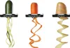 A product image showing three different vegetables being spiralized into different shapes. Podgląd zdjęcia produktu