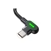 A close-up of a black USB-C cable with a right-angle connector and a green LED indicator light. Anteprima dell’immagine prodotto