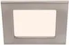 A close-up studio shot of a recessed LED light fixture with a brushed nickel frame and a white light panel. Produktbild-Vorschau