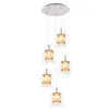 A multi-pendant light fixture with glass shades and a metallic finish. Produktbild-Vorschau