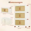 Diagram showing dimensions of foldable storage boxes. Voir les images du produit