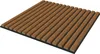A 3D acoustic wall panel with teak-colored wooden slats on a black backing. Anteprima dell’immagine prodotto