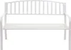 A white metal park bench shown from the front against a white background. Produktbild-Vorschau