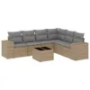 Design 7-tlg. Garten-Sofagarnitur mit Kissen Beige Poly Produktbild-Vorschau 2