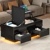 MODFU Hochglanz-Couchtisch Schwarz Höhenverstellbar Produktbild-Vorschau 3