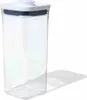 A clear, studio shot of a transparent food storage container with a white lid and a blue seal. Náhled obrázku produktu