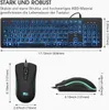 A keyboard and mouse set with dimensions shown. Produktbild-Vorschau