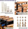 A collage of images showcasing a modular wine rack system, its construction, and different configurations. Produktbild-Vorschau