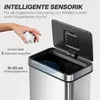 HOMCOM Odpadkový koš se senzorem, 60 l, nerezová ocel, Náhled obrázku produktu 4