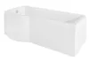 A white bathtub with a curved front panel and a straight side panel, shown from a slightly elevated side angle against a white background. Podgląd zdjęcia produktu