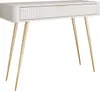 A white console table with gold legs and a fluted drawer front, shown against a white background. Produktbild-Vorschau