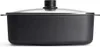 A black rectangular pot with a clear glass lid and a black handle on a white background. Produktbild-Vorschau