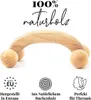 A wooden massage roller with text overlays providing product information. Anteprima dell’immagine prodotto
