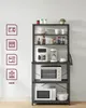 A kitchen shelf unit holding various appliances and kitchenware against a plain wall. Náhled obrázku produktu