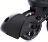 A close-up view of the wheel and brake mechanism of an inline skate. Podgląd zdjęcia produktu