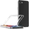 A transparent phone case is shown next to a dark smartphone. Produktbild-Vorschau