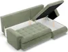 A green sectional sofa with storage compartments open, showing the interior. Produktbild-Vorschau