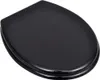 A black toilet seat lid is shown from a slightly elevated angle against a white background. Produktbild-Vorschau