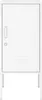 A white metal cabinet with a single door and legs, shown against a white background. Voir les images du produit
