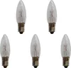 Five clear candle-shaped light bulbs with silver bases are arranged in a scattered pattern against a white background. Produktbild-Vorschau