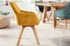 Drehbarer Design Stuhl LIVORNO senfgelb Samt Buchenholz Produktbild-Vorschau 5