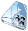 A clear, studio shot of a transparent phone case with a silver camera accent, showing the Apple logo on the phone inside. Produktbild-Vorschau