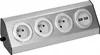 A silver power strip with three European-style outlets and two USB ports, shown from a slightly elevated diagonal angle against a white background. Anteprima dell’immagine prodotto