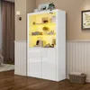 MODFU Vitrine en verre blanche avec LED, meuble haut Voir les images du produit 4