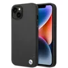 A black BMW branded iPhone case is shown with an iPhone inside. Podgląd zdjęcia produktu