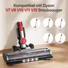 A vacuum cleaner head and several Dyson vacuum cleaner models shown in circular frames, with compatibility text above. Produktbild-Vorschau