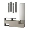 A modern entryway furniture set including a coat rack, bench, and mirror, displayed against a white background. Produktbild-Vorschau